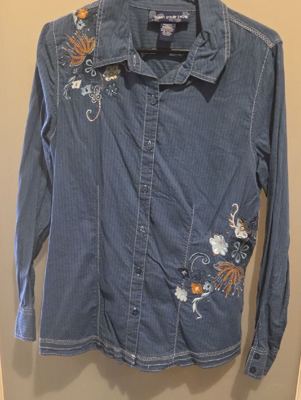 Susan Graver Embroidered Cotton Blouse